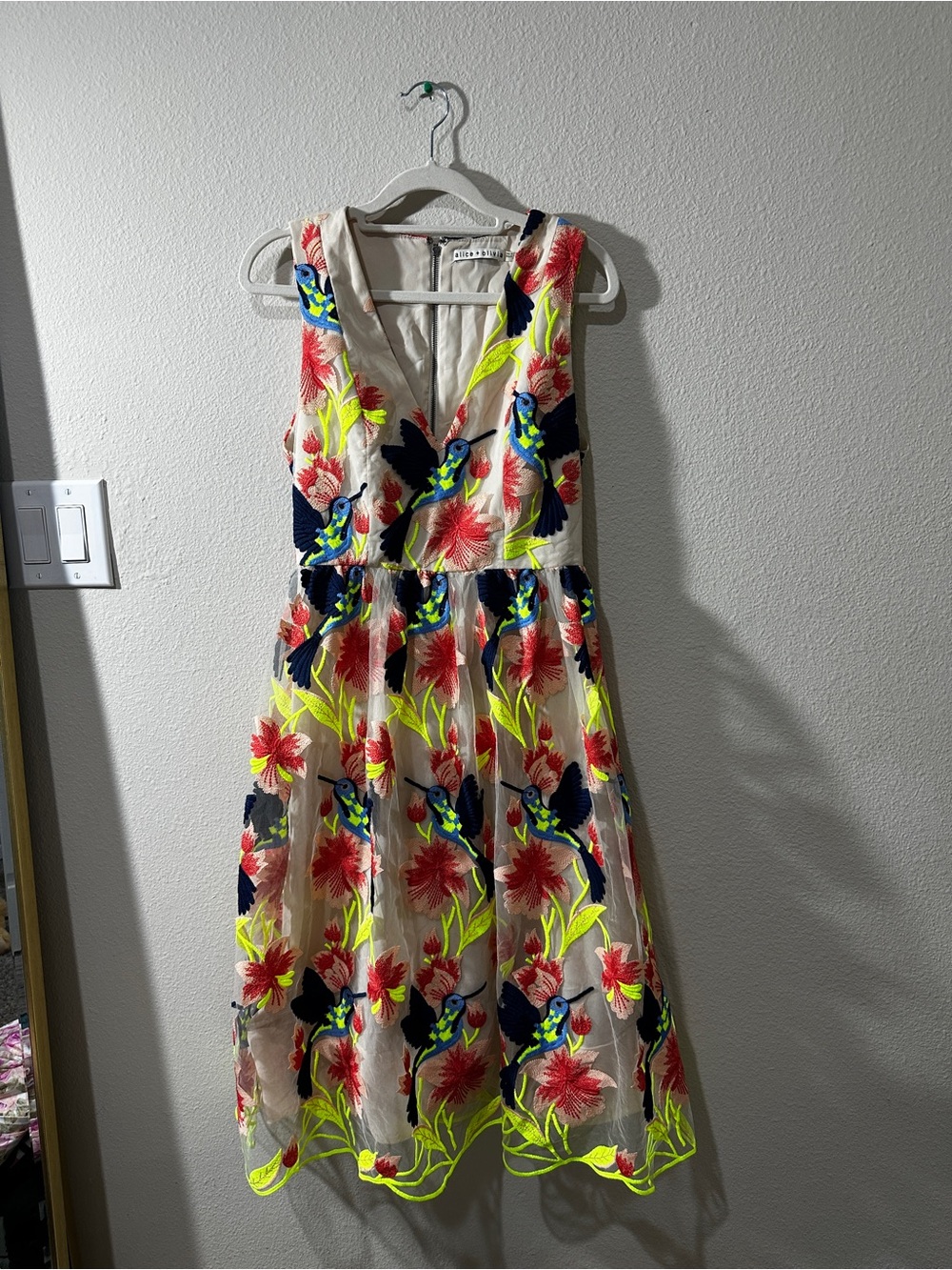 Floral Embroidered Sleeveless Dress - Multicolor